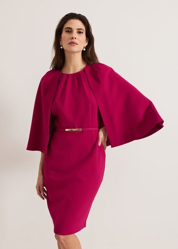 Phase Eight Veronica Cape Dress Pink USA | 8716403-XJ